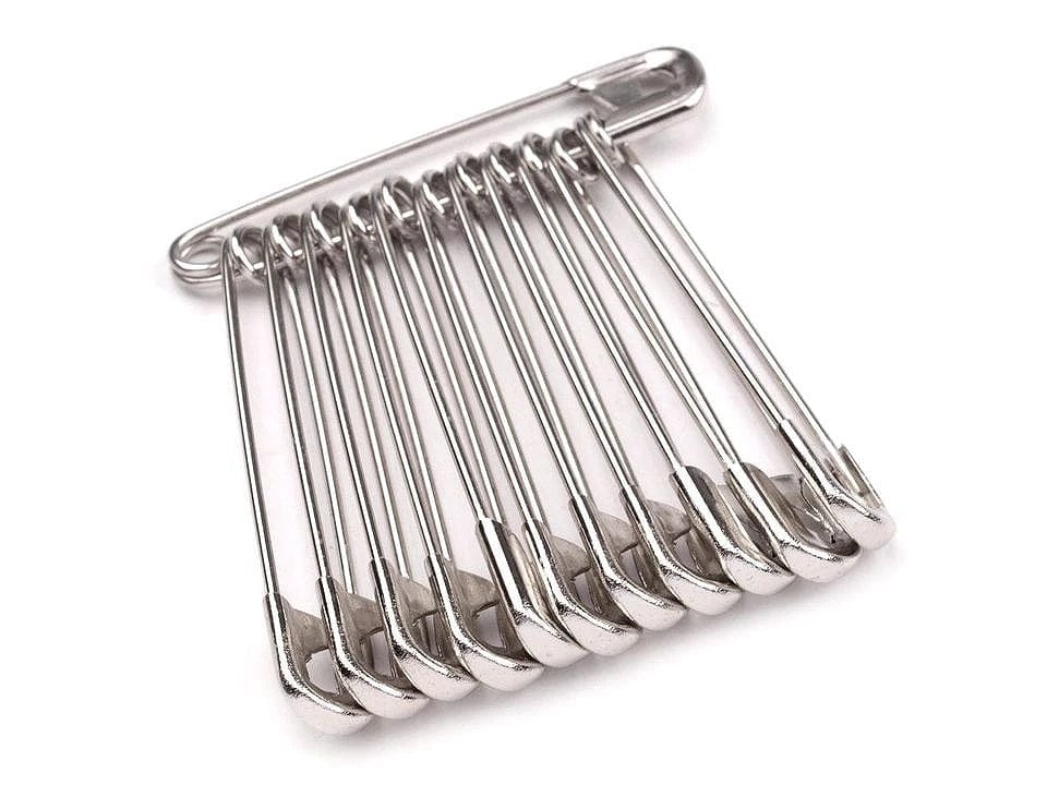 Safety pins, paper clips 40 mm-silver (12 pcs)