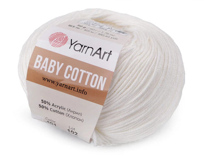 Yarn Art Baby Cotton yarn, milky white 165m 50g #401