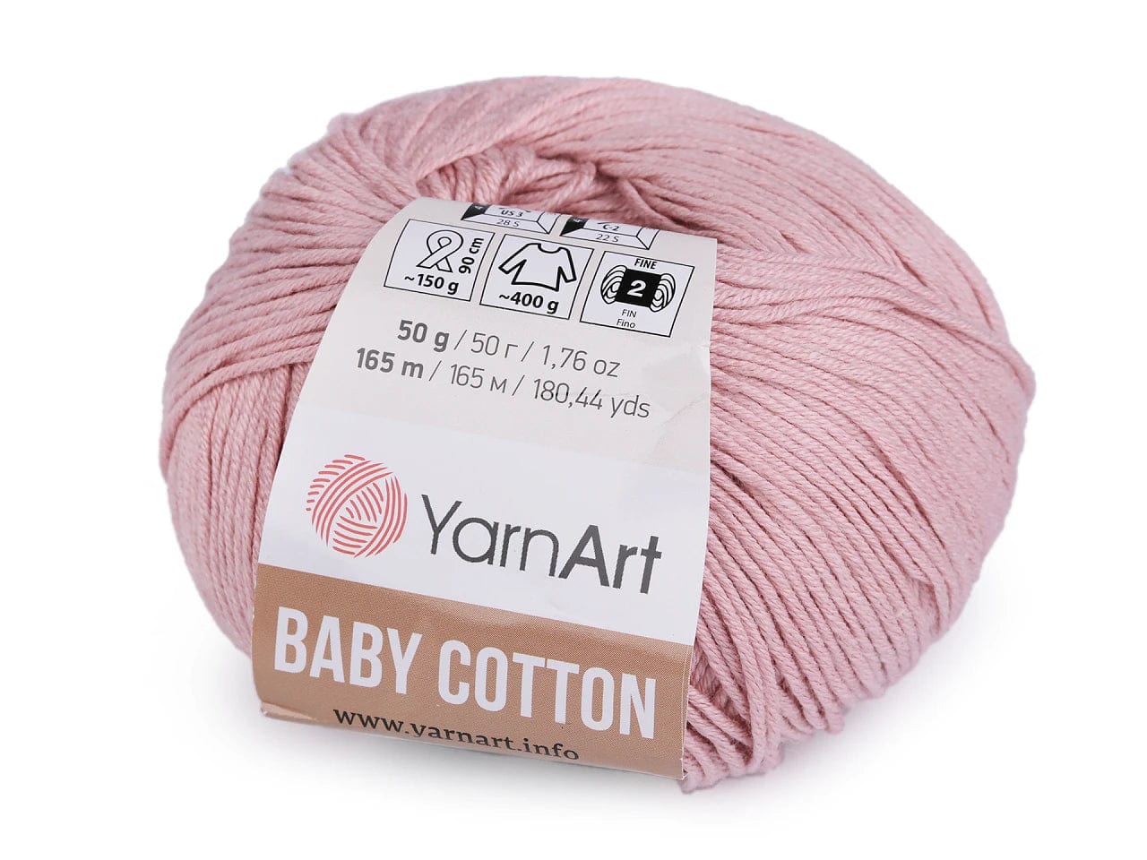 Yarn Art Baby Cotton yarn, powder pink 165m 50g #413