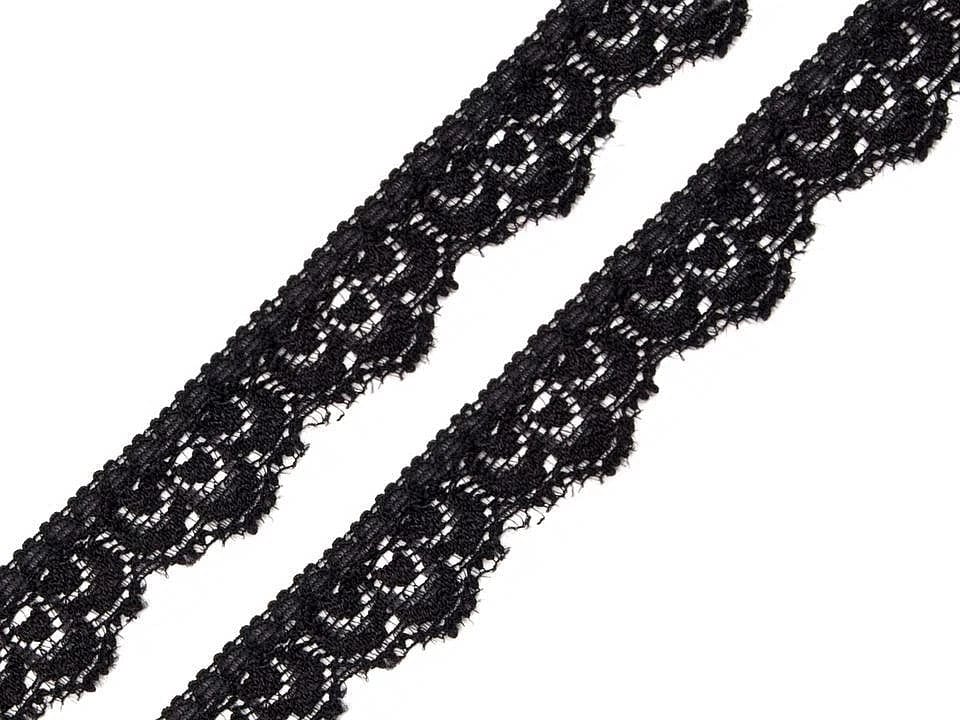 Black elastic polyamide lace - 1.6 cm