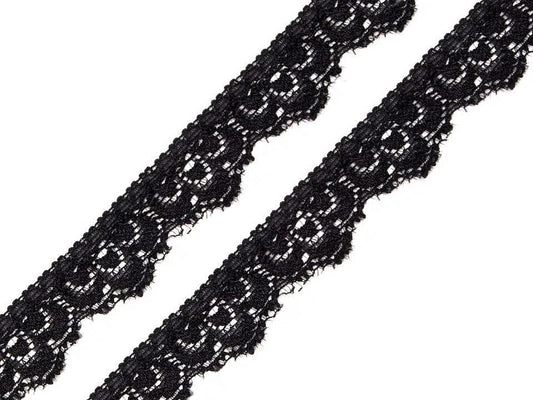 Black elastic polyamide lace - 1.6 cm