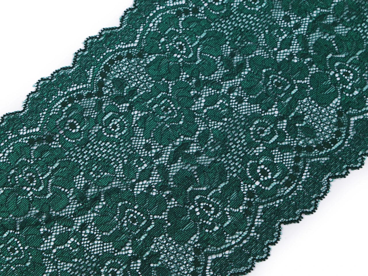Elastic polyester lace-18 cm dark green