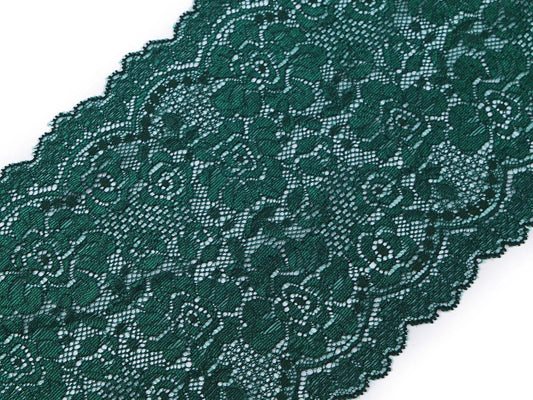 Elastic polyester lace-18 cm dark green