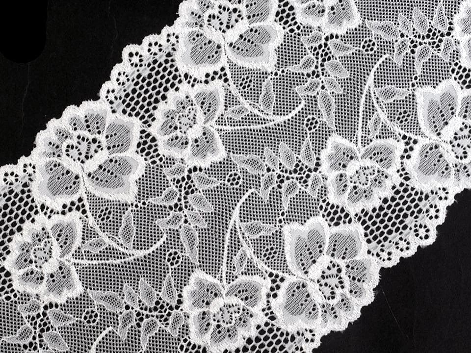 Elastic polyester lace - 18.5 cm white