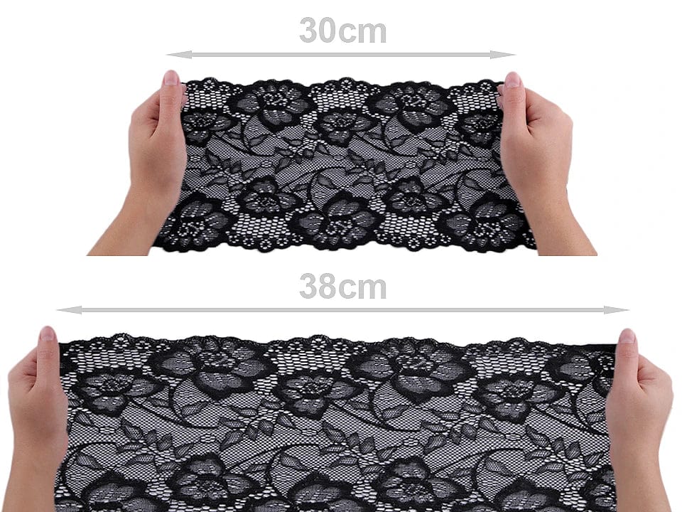 Elastic polyester lace - 18.5 cm white