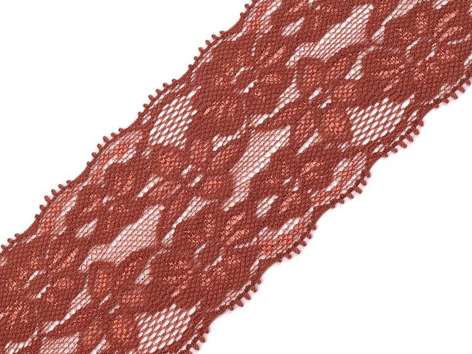 elastic polyester lace-6 cm warm brown
