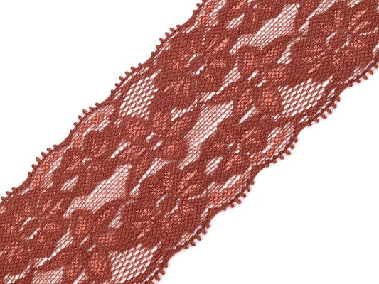 elastic polyester lace-6 cm warm brown