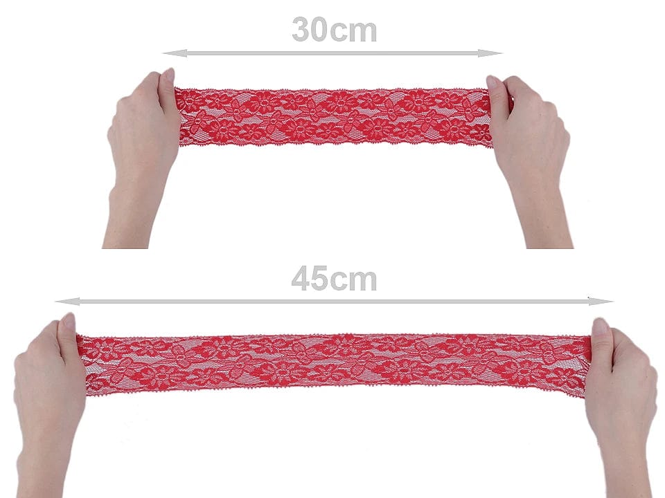 Elastic polyester lace - 6 cm warm brown