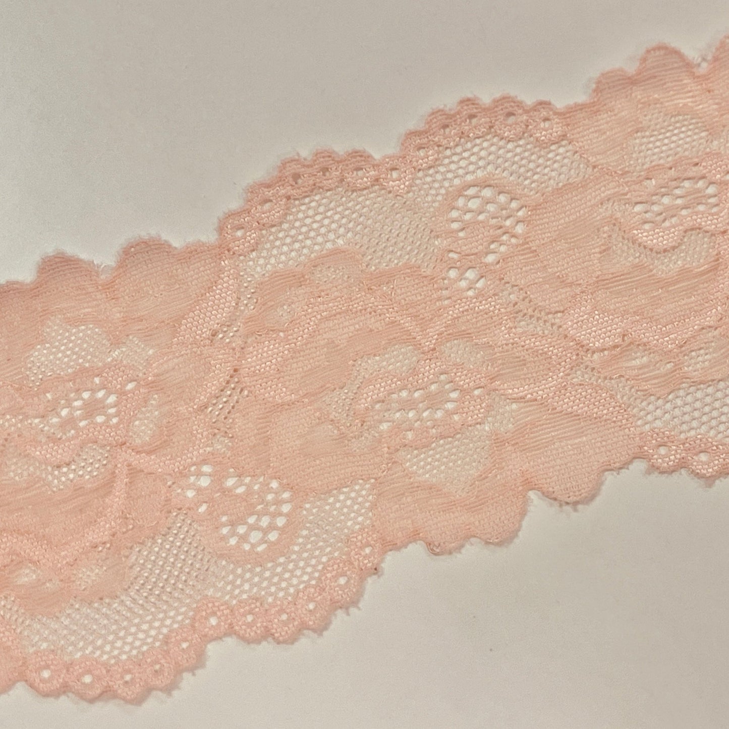Elastic polyester lace-8 cm salmon pink