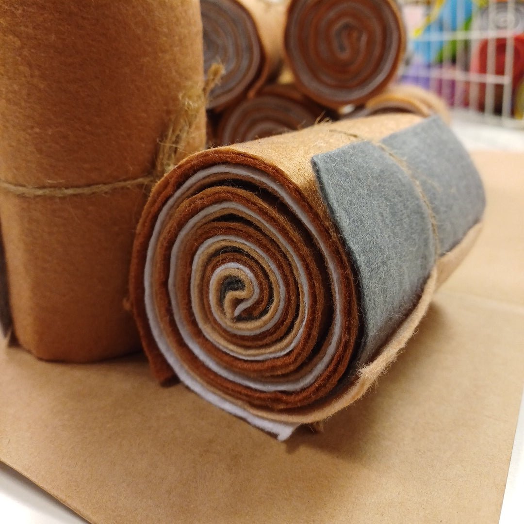 felt roll - brown and grey tones