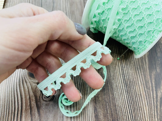 Elastic with lace - 1,6 cm mint