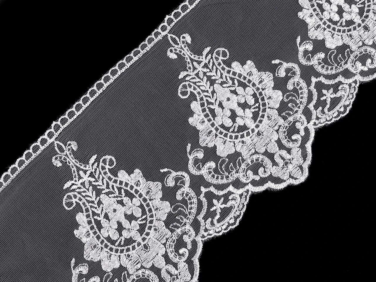 Embroidered lace-15 cm white