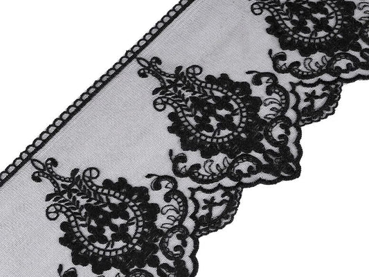 Embroidered lace - 15 cm black