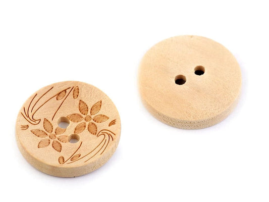 Wooden buttons 20 mm - flowers