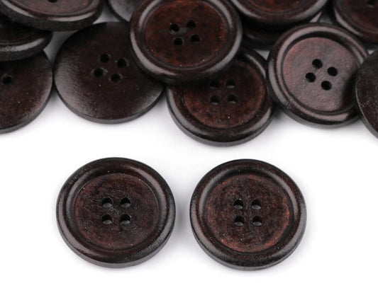 Wooden buttons 24 mm dark brown