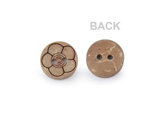 Coconut shell buttons 11.5 mm - flower