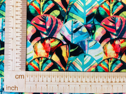 Cotton loop knit - bright leaves 250 g/m²