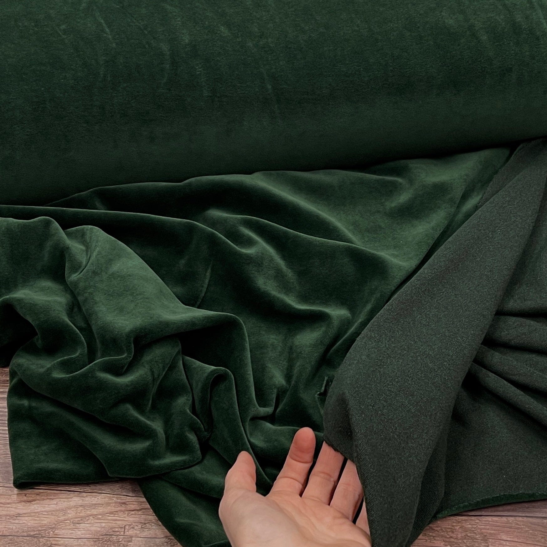 Cotton velour-emerald green 250 g/m²