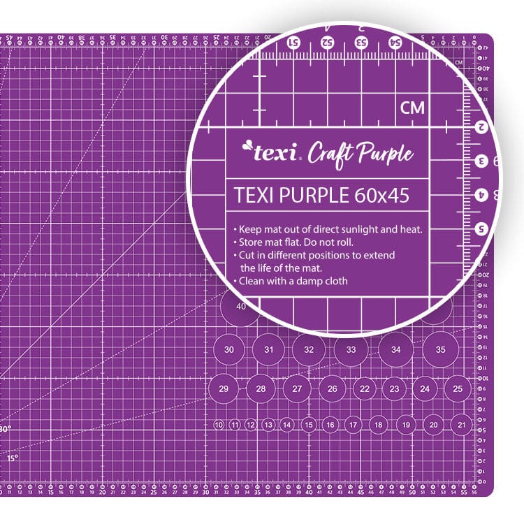 Set - cutting mat with accessories 60x45 cm - lilac
