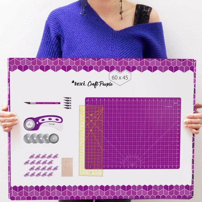 Cutting mat set with accessories 60x45 cm - lilac