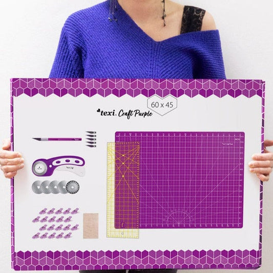 Cutting mat set with accessories 60x45 cm - lilac