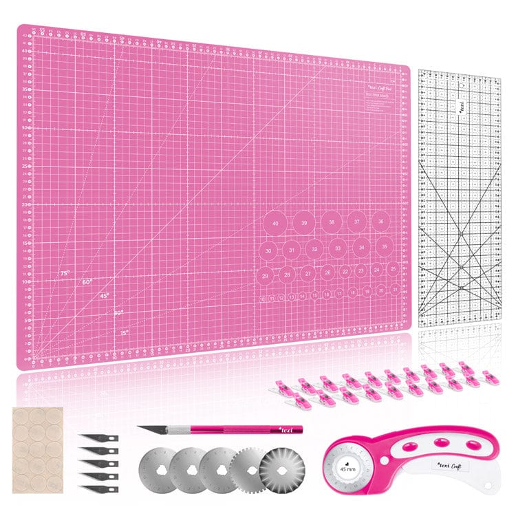 Set-Cutting mat with accessories 60x45 cm-pink