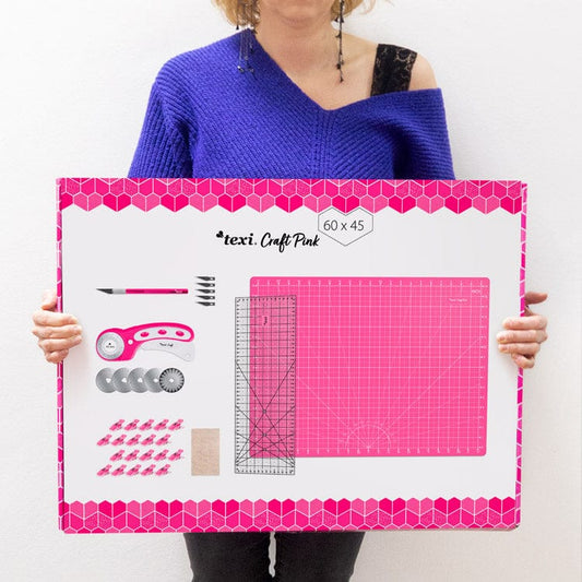 Set-Cutting mat with accessories 60x45 cm-pink
