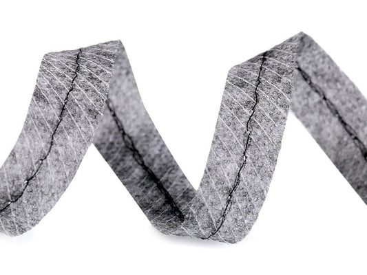 Adhesive fabric tape with thread 12 mm-grey