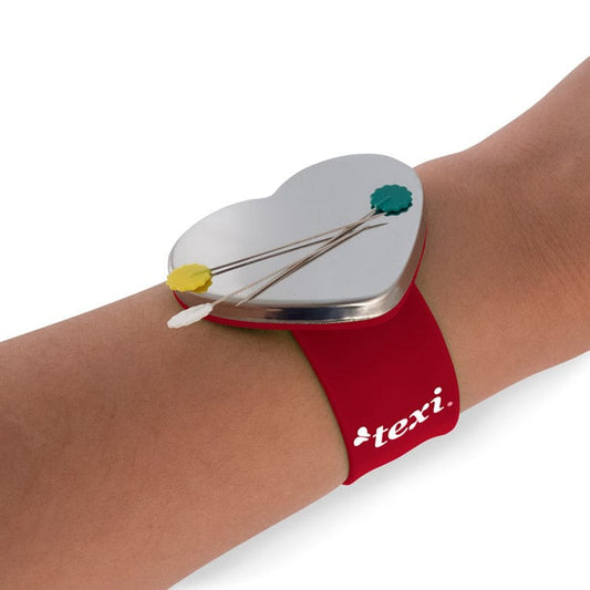 Magnetic pin cushion/wristband-red