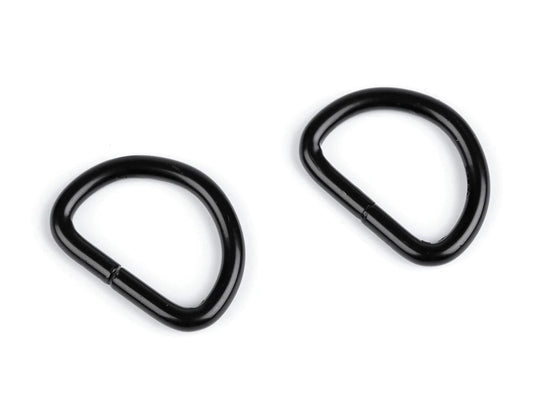 Metal D-ring 20 mm - black (10 pcs per set)