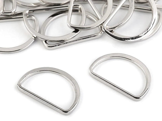 Metal D-ring 30 mm, silver tone (5 pcs per set)