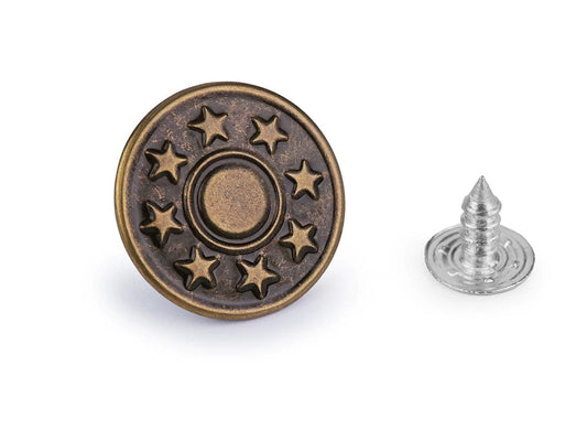 17 mm antique metal jeans button