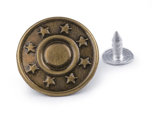Metal denim button 19.9 mm-antique