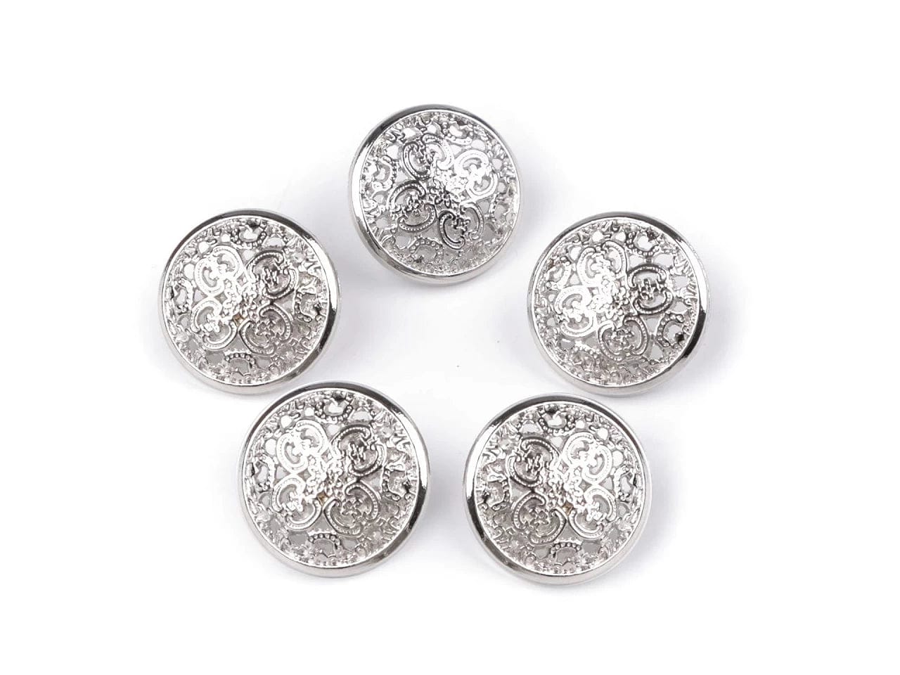 metalowe guziki na nóżce 15 mm – srebrne