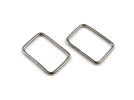 Metal rectangle 20mm, silver tone (set of 2)