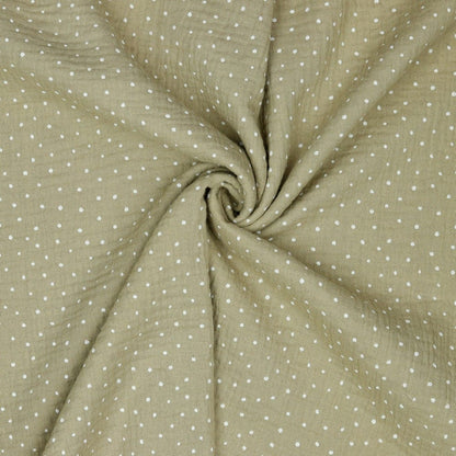 muslin with polka dots on a beige background 125 g/m²