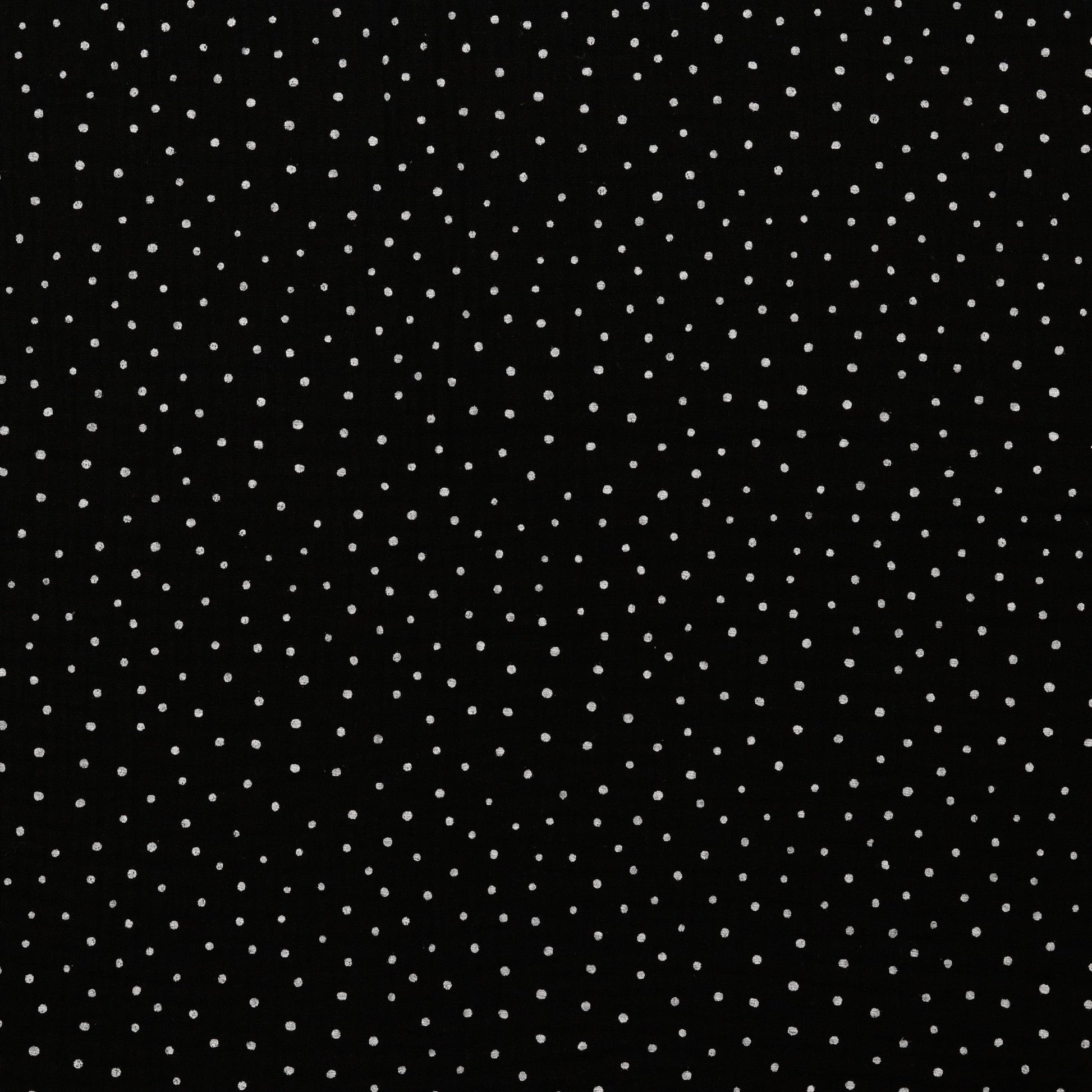Muslin polka dots on a black background 125 g/m²
