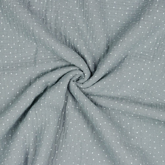 Muslin polka dots on a grey background 125 g/m²