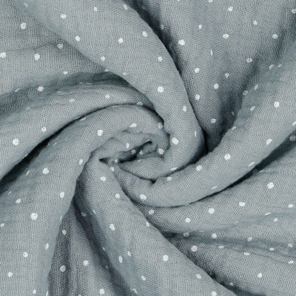 Muslin polka dots on a grey background 125 g/m²