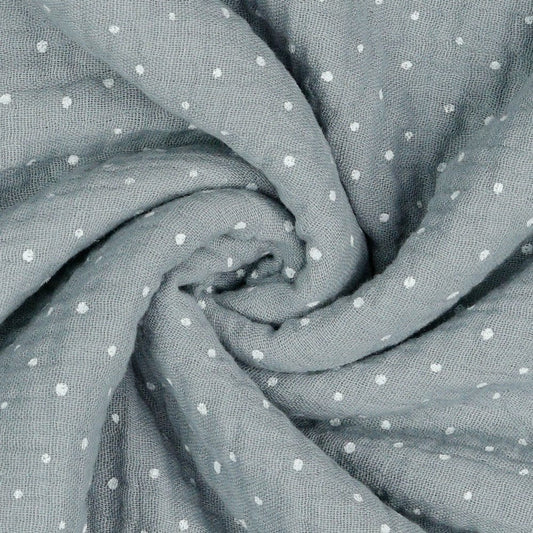 Muslin polka dots on a grey background 125 g/m²