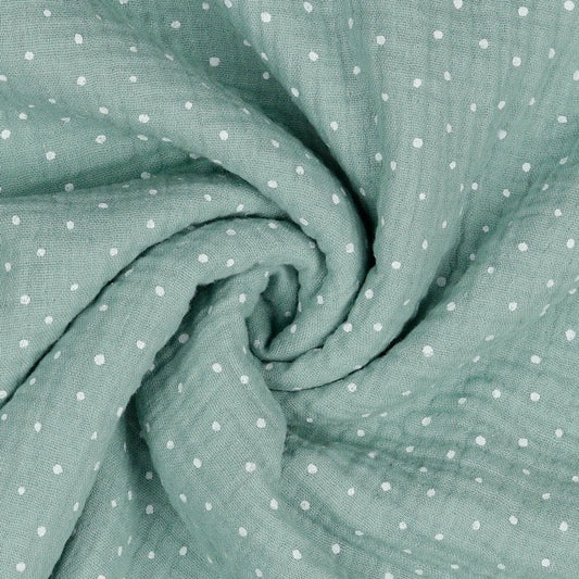 Muslin dots on a dark mint background 125 g/m²