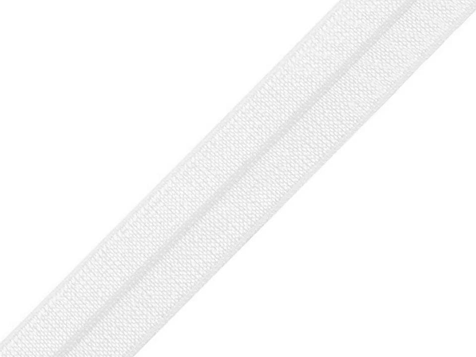 Folded elastic, 1.8 cm white with a sheen