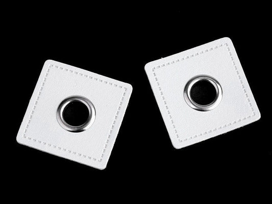 Sew-on eyelets Ø8 mm 30 x 30 mm-white
