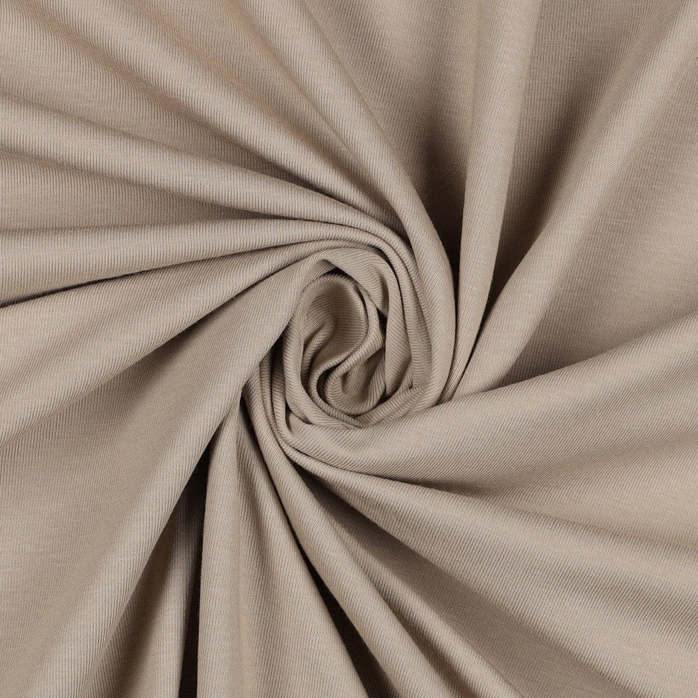 Fine cotton jersey fabric - beige 215 g/m²