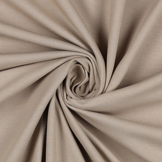 Fine cotton jersey fabric - beige 215 g/m²