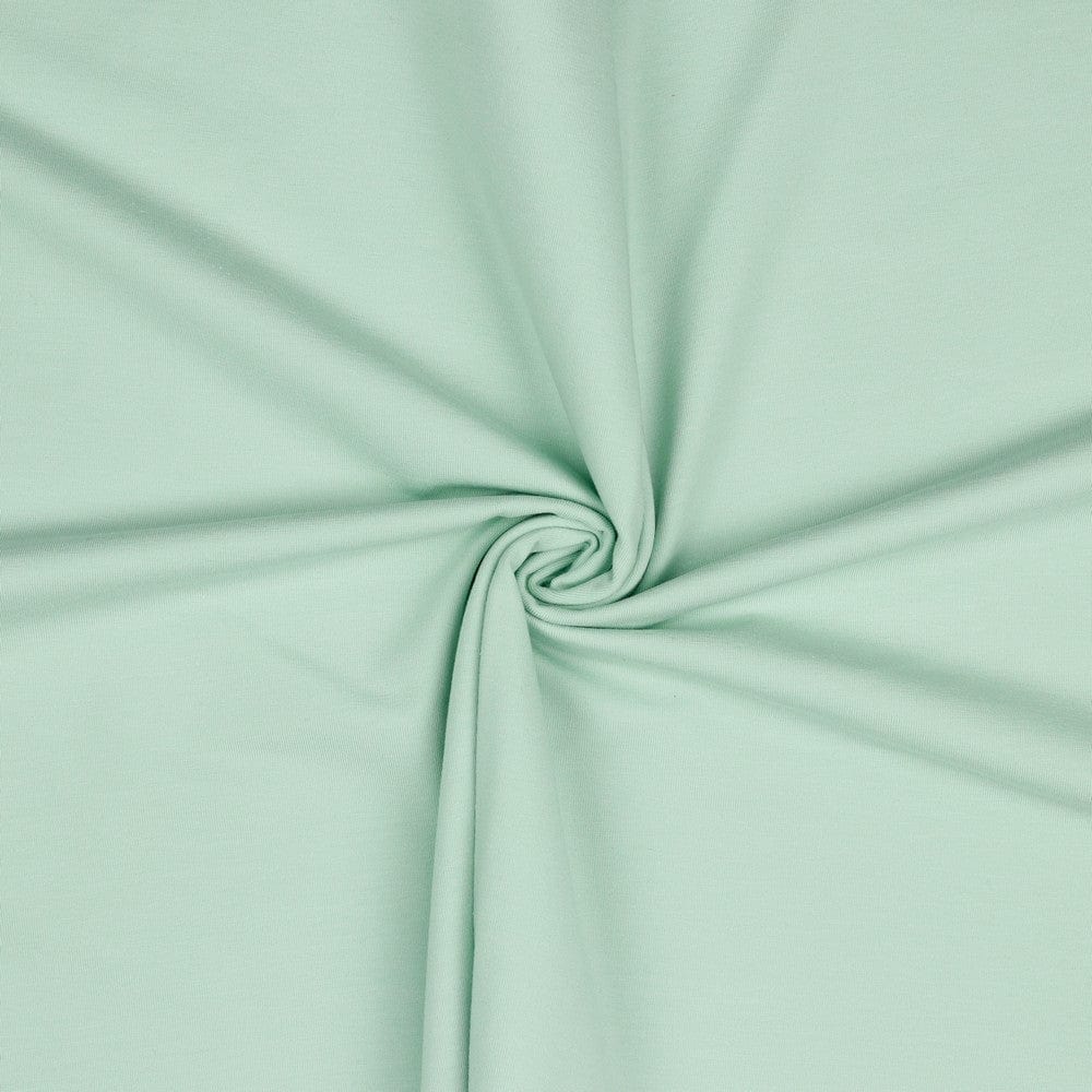 Light green thin cotton knit fabric 215 g/m²