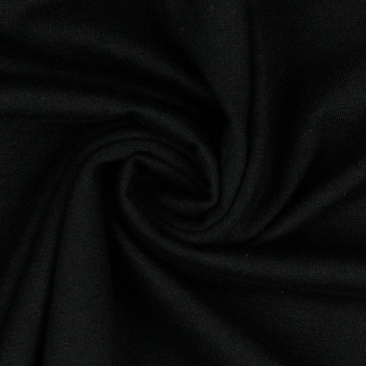 Lightweight black cotton jersey 215 g/m²
