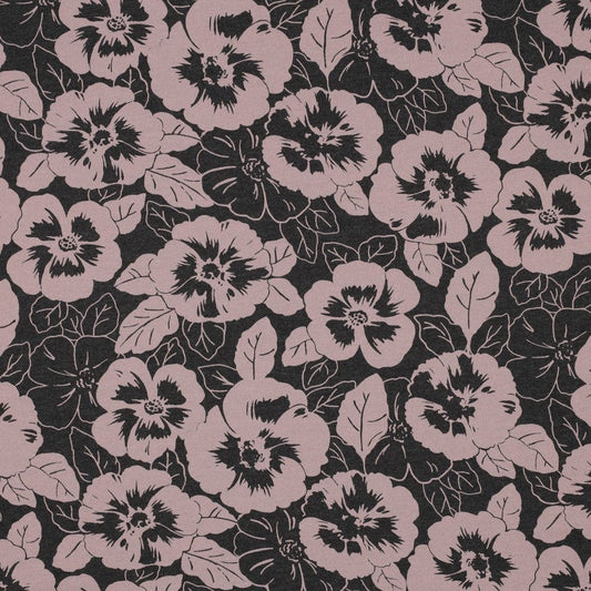 Thin cotton jersey - flowers on a dark background 200 g/m²