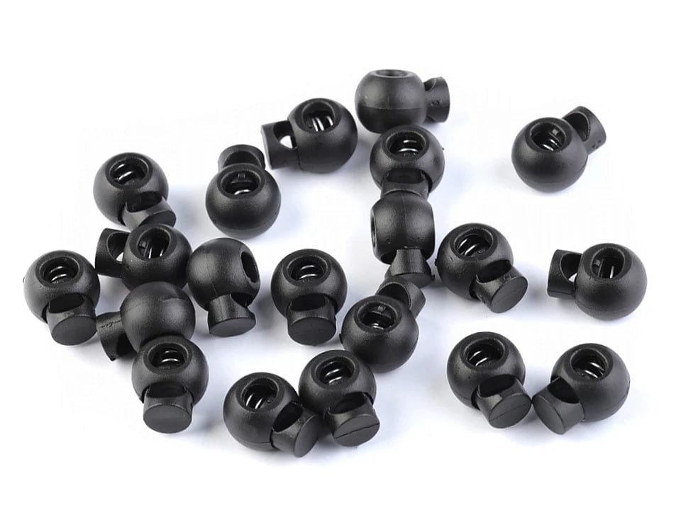 plastikowy stoper do sznurka 15x19 mm - czarny