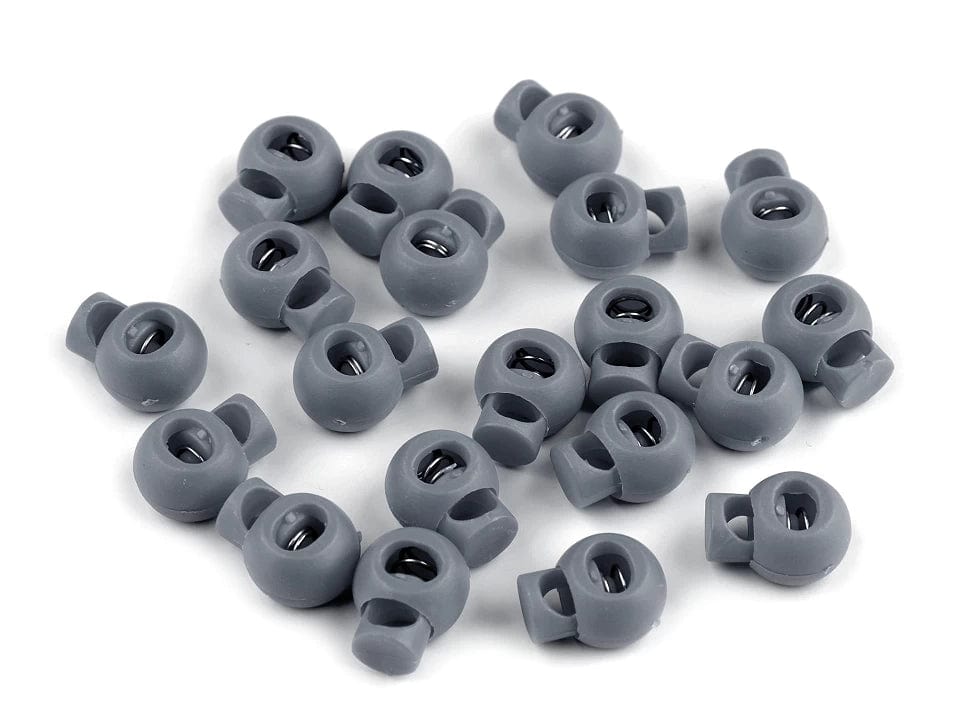 Plastikowy stoper do sznurka 15x19 mm - szary